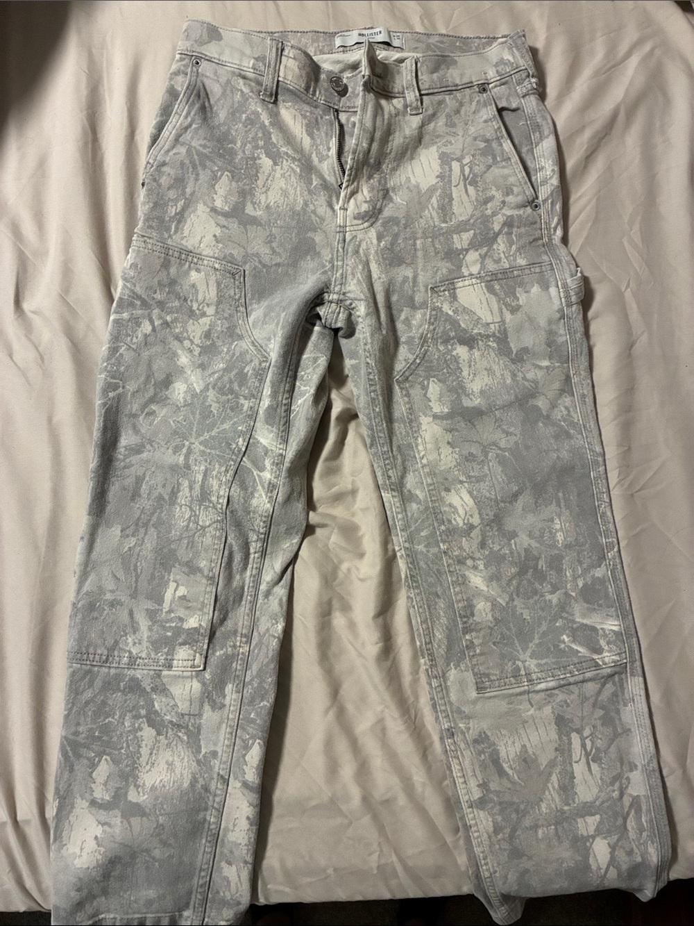 Hollister Gray Camo Print Wide Leg Jeans
